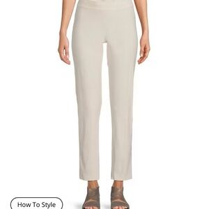 Women’s Straight-Leg Pull-On Pants in white washable crepe NWT